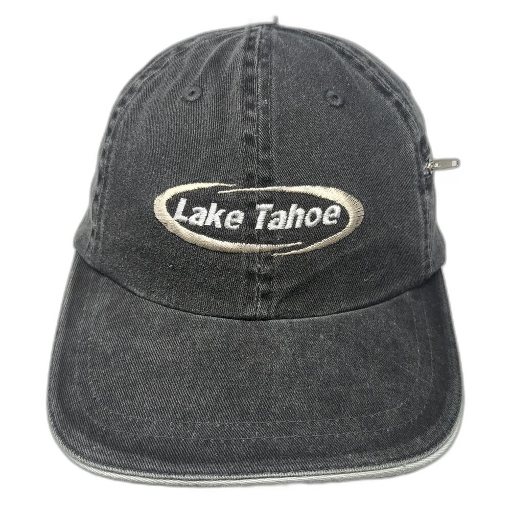 Ahead Baseball Cap Gray One Size Lake Tahoe Side Zipper Pocket Hat Slideback